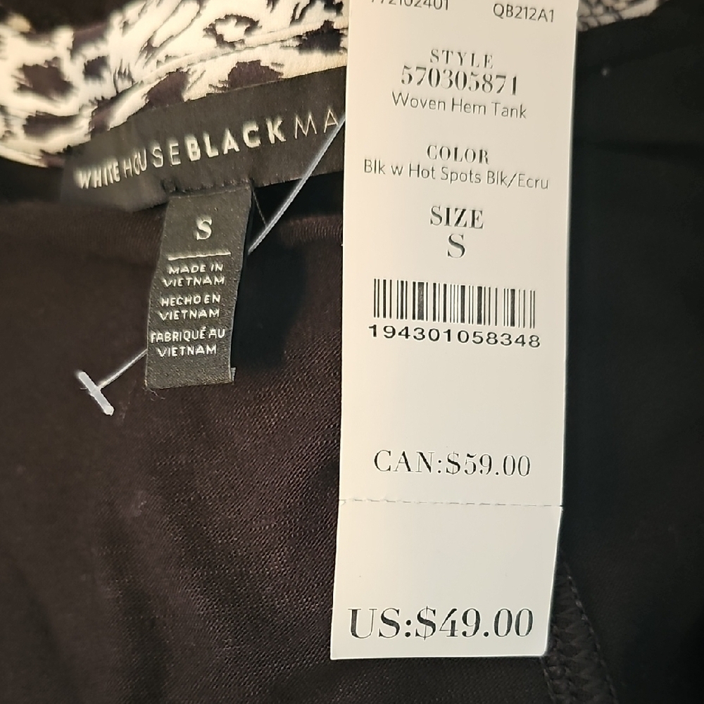 White House Black Market Black Tank Top with Pattern - Picture 5 of 6